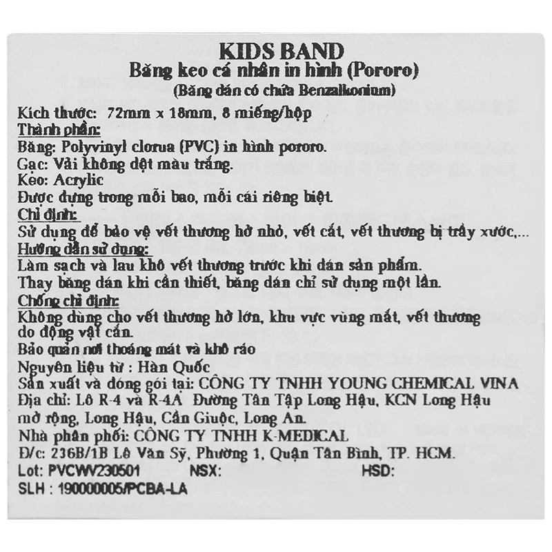 Băng keo cá nhân in hình Pororo Kids Band (72 x18mm) hộp 20 miếng - 11